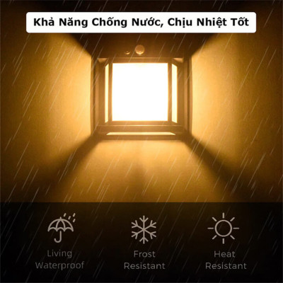 Đèn năng lượng mặt trời cảm biến ánh sáng tự động bật tắt, đèn mặt trời cảm biến hồng ngoại trang trí sân vườn 3 chế độ, ánh sáng vàng-BK888