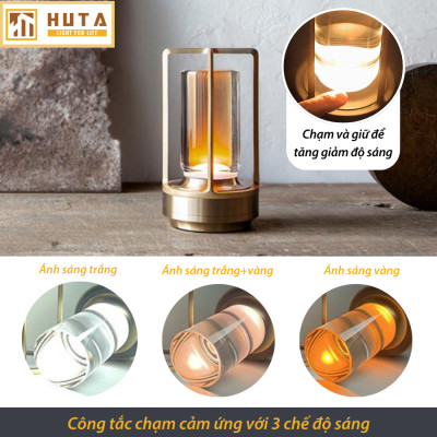  Đèn Bàn Led Quầy Bar HUTA RESNEN Cao Cấp Cảm Ứng Tích Điện Điều Chỉnh Ánh Sáng Vàng Trang Trí Quán Cà Phê, Nhà Hàng, Sự Kiện