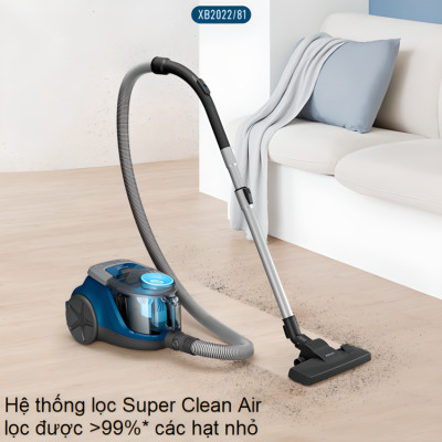 [BẢO HÀNH 2 NĂM] Máy hút bụi không túi Serial 2000, Thương hiệu Hà Lan cao cấp Philips XB2022/81, Bộ lọc Super Clean Air, Động cơ bền bỉ 1500W - Hàng Nhập Khẩu