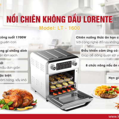Nồi chiên không dầu cao cấp Lorente LT-1600 - Hàng Chính Hãng