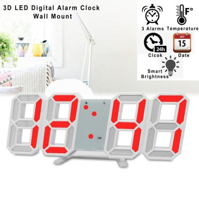 [ Hàng chính hãƞg ]Đồng hồ LED 3D treo tường, để bàn thông minh Smart Clock đồng