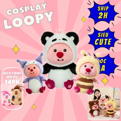 Thú nhồi bông Loopy cosplay - Size 35cm đến 85cm - Quà tặng gấu bông loopy nhân vật hoạt hình cute - Gối ôm mềm mại cho bé.