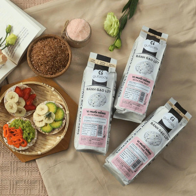 [Vị Muối Hồng] - Bánh Gạo Lứt Ăn Kiêng GUfoods 170g - Tập Gym, Giảm Cân, Thực Dưỡng, Eat Clean, Ăn Vặt Healthy, Ăn Chay, Ăn Kiêng, Ăn Vặt, Tốt Cho Sức Khỏe