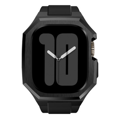 Ốp Case Vỏ Thép Không Gỉ bảo vệ tích hợp dây đeo Fluororubber cho Apple Watch Series 10 Size 46mm - Hàng Chính Hãng