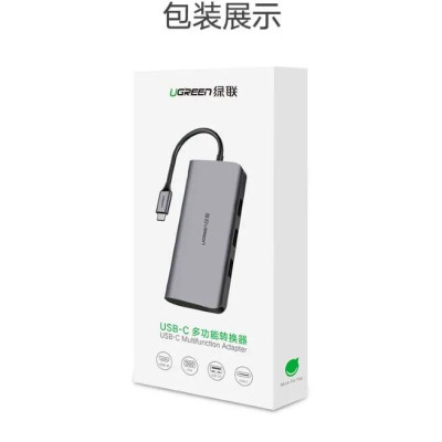 Ugreen UG50319CM163TK Bộ chuyển đổi TYPE C sang 3 USB 3.0 + HDMI + VGA + hỗ trợ nguồn TYPE C - HÀNG CHÍNH HÃNG