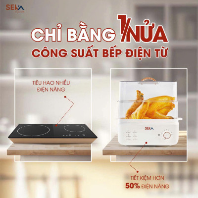 Nồi Hấp Điện 2 Tầng Đa Năng 6in1 Seka SK6610 (SK2088) Model 2024 - Nồi Hấp Hẹn Giờ - Dung Tích 10L - Hàng Chính Hãng