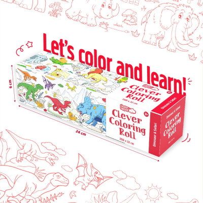 Đồ Chơi Sách Tô Màu Dạng Cuộn - Dinosaur & Safari CLEVER HIPPO CR04