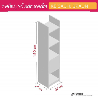 Giá sách gỗ công nghiệp kiểu dáng nhỏ gọn SMLIFE Braun