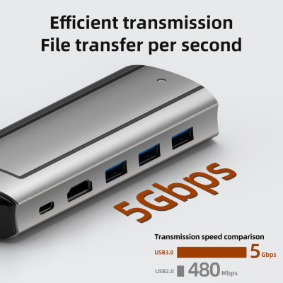 Box Ổ Cứng M2 SSD Kèm Bộ HUB TEEMO PC Chia 6 Cổng USB Type C Dùng Cho Laptop Surface Macbook IPad Điện Thoại Smart Phone - Hàng Chính Hãng