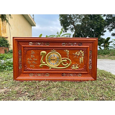 Đồng hồ treo tường chữ lộc bằng gỗ hương đỏ kt 67×127×4cm