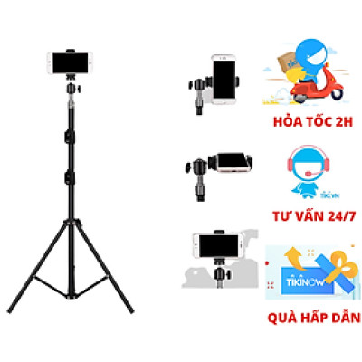Chân đế điện thoại, máy ảnh  dùng để livestream, chụp ảnh, quay tiktok, kiêm gắn đèn livestream , tặng kèm remote bluetooth - Hàng chính hãng 