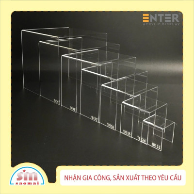 Kệ livestream, Kệ mica chữ U trong suốt để đồ đa năng, Kệ trưng bày mica 3 mặt uốn Enter TB134 75x75x75mm mica dày 3mm