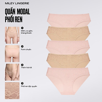 Combo 5 Quần Lót Nữ Modal Phối Ren Sexy Màu Nude và Hồng - FMM04