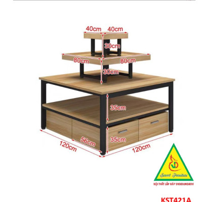 Kệ gỗ trưng bày rau củ quả, kệ trưng bày sản phẩm, hàng hóa KST421 - NỘI THẤT LẮP RÁP VIENDONGADV