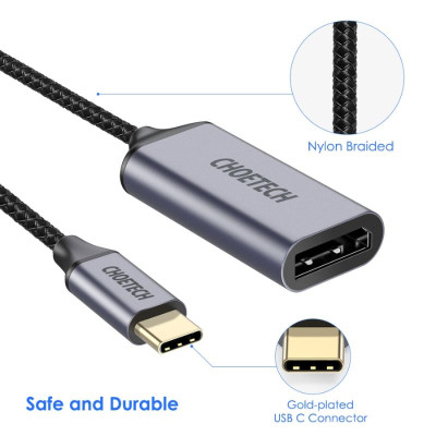 HUB Choetech HUB-H11 chuyển từ TYPE C sang Displayport 4K@60Hz (Hàng chính hãng)