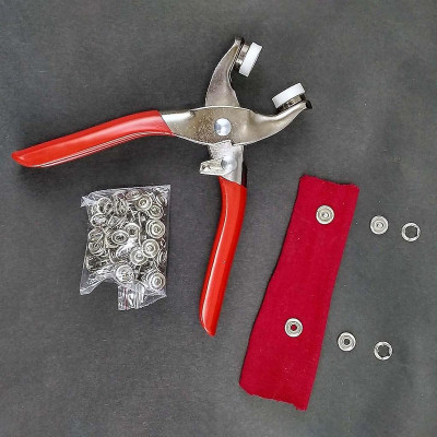 Cây Kìm Bấm Cúc Vành Áo Kim Loại Đa Năng Bộ Kìm Bấm Khuy Kèm 100 Cúc Bấm 9.5mm, Khoen Quần Áo Tiện Lợi