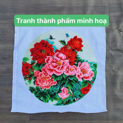 Tranh thêu kín chữ thập Hoa mẫu đơn DX1112