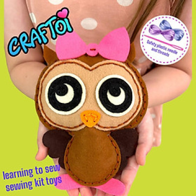 KIM NHỰA Bộ Thủ Công Trẻ Tự Làm Thú Bông 5+ OWL OWLIVIA Craftoi Felt Sewing toy prepunched holes plastic needle