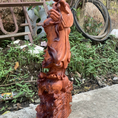 Tượng phật đạt ma sư tổ bằng gỗ hương tô mầu giả cổ kt cao 60