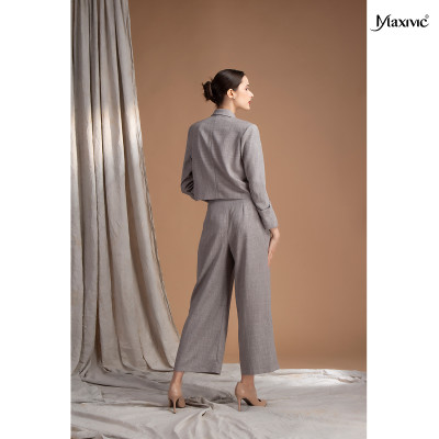Áo vest nữ lửng xám đỏ cotton xô Maxivic M092318A