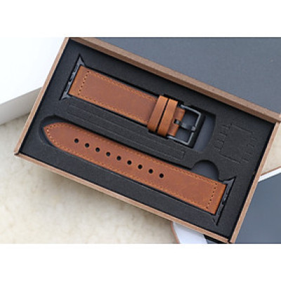 Dây da sáp dầu Vintage thay thế cho Apple watch hộp gỗ cao cấp- Hàng nhập khẩu