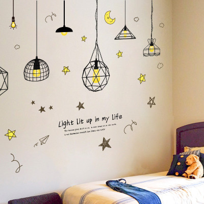 Decan dán tường Đèn treo 3D trang trí phòng khách sang trọng, sáng tạo  (70 x 170 cm)