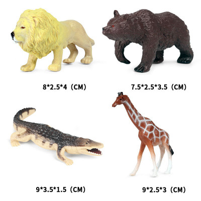 Bộ 12 đồ chơi Động Vật hoang dã Hổ Voi Gấu Tê Giác Cá Sấu Ngựa Vằn Sư Tử Nai Khỉ Hà Mã Wild Animals size trung 8cm cho bé 3 tuổi New4all