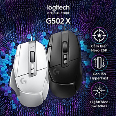 Chuột game có dây Logitech G502 X  – switch LIGHTFORCE hybrid, Cảm biến Hero 25K, 13 nút macro, tương thích Windows/Mac OS - Hàng chính hãng