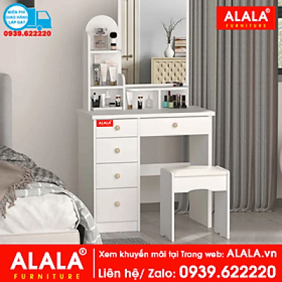 Bàn trang điểm ALALA804 màu trắng + Ghế ngồi - Thương hiệu ALALA 
