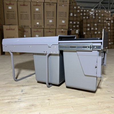 Thùng rác đôi âm tủ/gắn cánh ray giảm chấn, kích thước 400 mã GAC thương hiệu Gerari