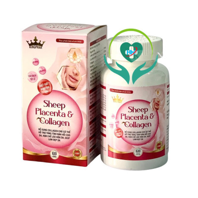 Sheep placenta & Collagen Kingphar , hộp 60v, mờ nám, đẹp da