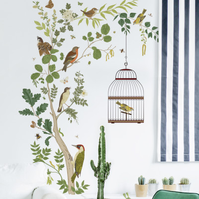 Sticker Giấy Dán Tường Decal Dán tường Tranh Dán Tường Trang Trí Tường Mẫu Đàn Chim Làm Tổ ZH-1013