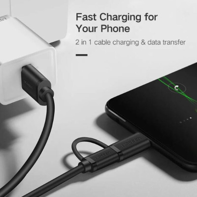 Ugreen UG30172US142TK 0.25M màu đen Thiết bị chuyển đổi USB 2.0 sang type-C và micro USB - HÀNG CHÍNH HÃNG