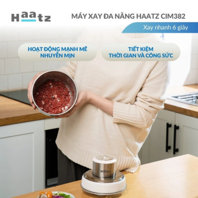 Máy Xay Thịt inox Haatz CIM382 - 2 Cối 2,5L, 500W Kèm Phụ Kiện Đánh Ruốc - Hàng Chính Hãng Bảo Hành 2 Năm