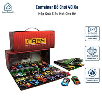 Bộ Đồ Chơi Xe Ô Tô Container 48 Chiếc Mini – Quà Sinh Nhật Bé Trai – Đồ Chơi Mô Hình Xe Hơi Kèm Hộp Đựng - HÀNG CHÍNH HÃNG MINIIN