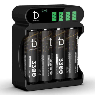 Combo Pin sạc AA micro db acoustic 3300mah, dock sạc db acoustic 4 slot 