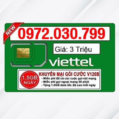 Sim Viettel số đẹp - Hàng chính hãng - 0972.030.799