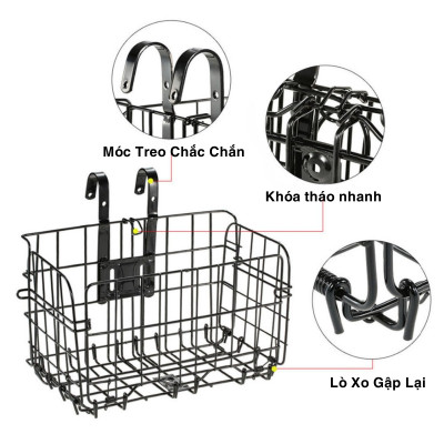 Giỏ Sau Đựng Đồ Xe Đạp OFFICE CHILL Chất Liệu Kim Loại Dày Dặn Chắc Chắn Chịu Tải Lớn Dễ Dàng Lắp Đặt Có Nắp Đậy Bảo Hành 90 Ngày