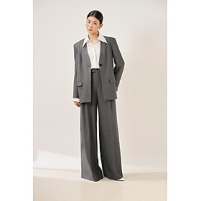 Áo blazer vai rộng không cổ Naomi thiết kế cao cấp WHITE CHIC