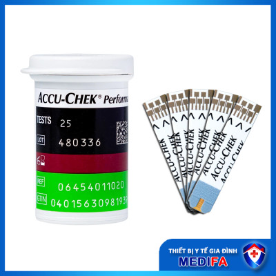 Hộp 25 Que Thử Đường Huyết Accu-Chek Performa Có Nắp Nhựa Hút Ẩm Hạn Chế Việc Hỏng Que Thử
