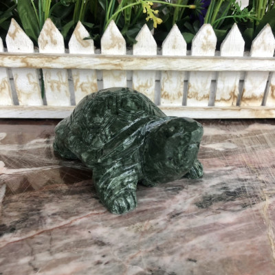 Tượng con rùa phong thủy đá ngọc Ấn Độ để bàn làm việc - Dài 13 cm