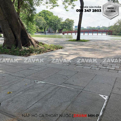 Nắp hố ga lát đá ZAVAK MHP*-AA50 KT50x50/ lát đá dày 4cm/ inox 304