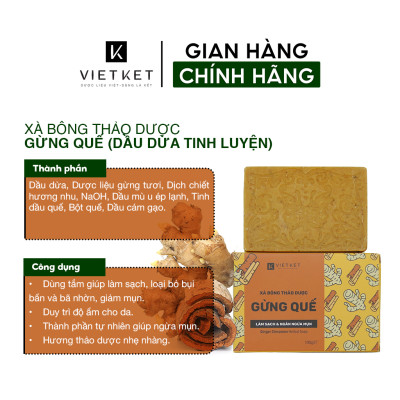 Xà Bông Thảo Dược VIETKET 100g - Giảm Mụn, Mờ Thâm, Dưỡng Ẩm, Sáng Da