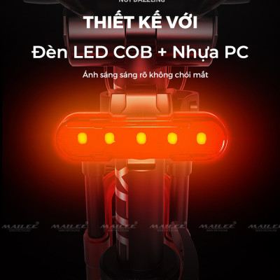 Đèn Hậu Xe Đạp USB LED AS-1010 pin sử dụng 4-8h dung lượng 210mAh, Chống Nước Đi Đêm Địa Hình Cảnh Báo Phụ Kiện- Mai Lee
