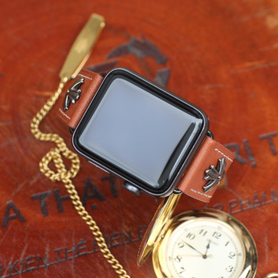 Dây da cho đồng hồ Apple Watch Da Bò Pullup - Rivet chữ thập Khóa Thép 316L Dành Cho Series SE 7| 6 | 5 | 4 | 3 | 2 | 1 - Hàng chính hãng
