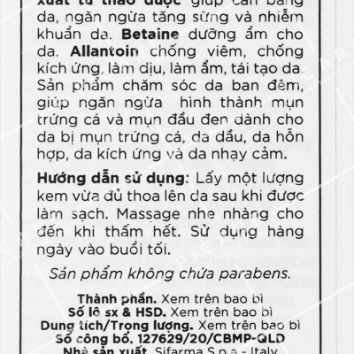 Kem Ngừa Mụn Ban Đêm Dành Cho Da Mụn, Da Kích Ứng Nhạy Cảm Canova Acnell - Replenishing Cream 50ml