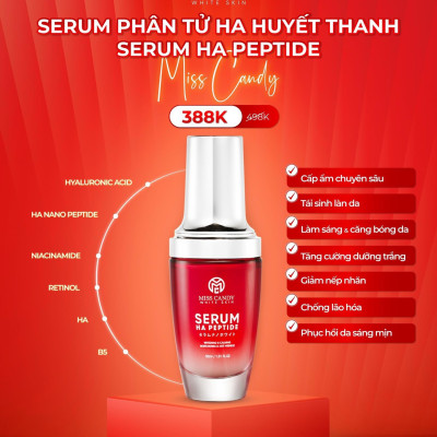 Bộ 3 Sản Phẩm Dưỡng Trắng Da Mờ Thâm, Sạm, Nám, Tàn Nhang MISS CANDY Giúp Tái Sinh Làn Da Gồm: Serum HA Peptide 30ml + Kem Dưỡng Trắng Da Face Nano 30g + Kem Chống Nắng Dưỡng Trắng Da 50g - PHỤNG BEAUTY