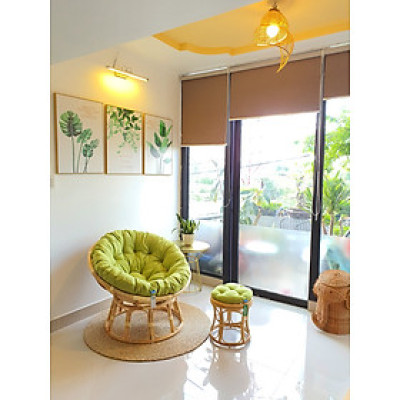Ghế papasan  nệm vải bố cao cấp (màu cốm)
