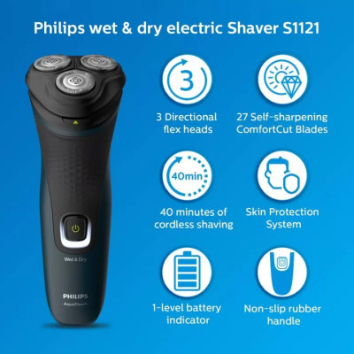 Máy cạo râu khô và ướt Philips AquaTouch S1121 - Hàng Nhập Khẩu