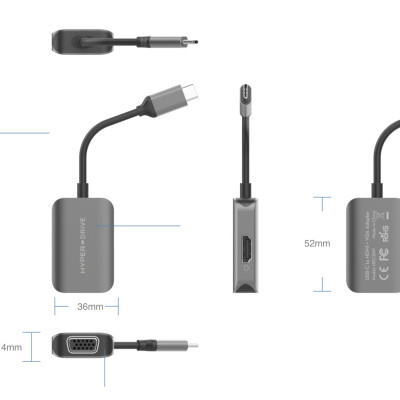 CỔNG CHUYỂN Hyper HyperDrive HDMI/VGA 4K 2 IN 1 HD-C2HV - Hàng chính hãng
